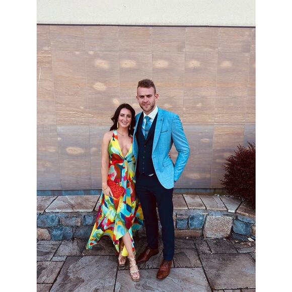 LAUREN RALPH LAUREN Multicolor Tie-Dye Chiffon A-Line Sleeveless Mekkac Gown 4 - Picture 6 of 12